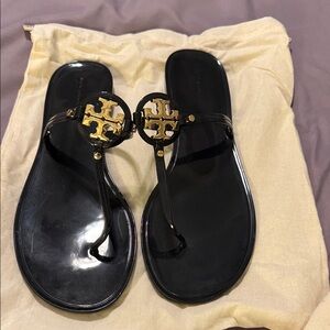 Tory Burch Black and Gold Sandals